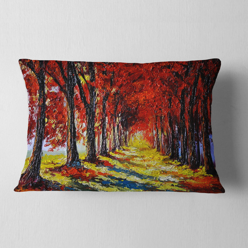 Coussin lombaire paysage d'automne avec feuilles