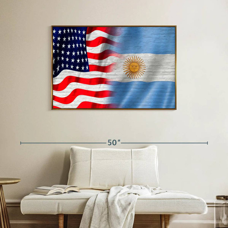 États-Unis et l'Argentine Molesley, Cadre flottant doré, 40 po x 27 po