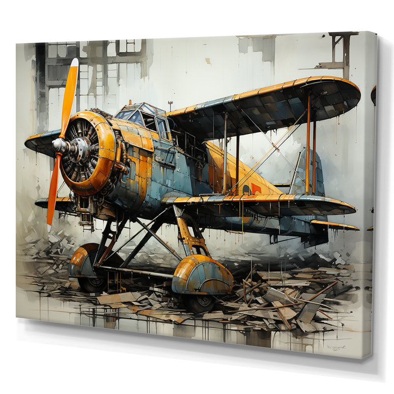 «Industrial Plane Essence» - Art mural sur toile, Toile tendue, H 16 po x l 32 po x P 1 po