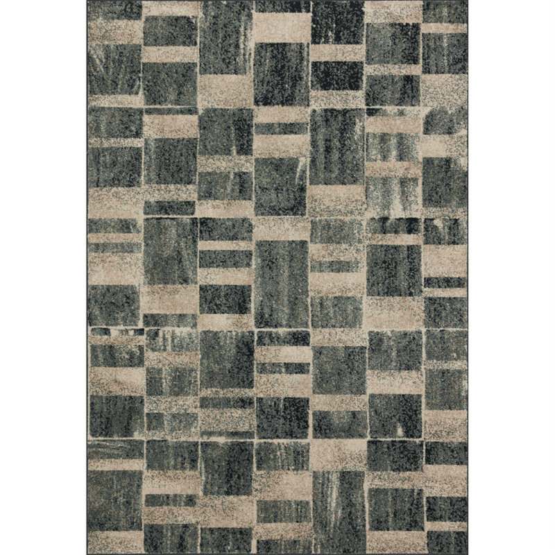 Tapis géométrique gris, Carré 1 pi 6 po x 1 pi 6 po