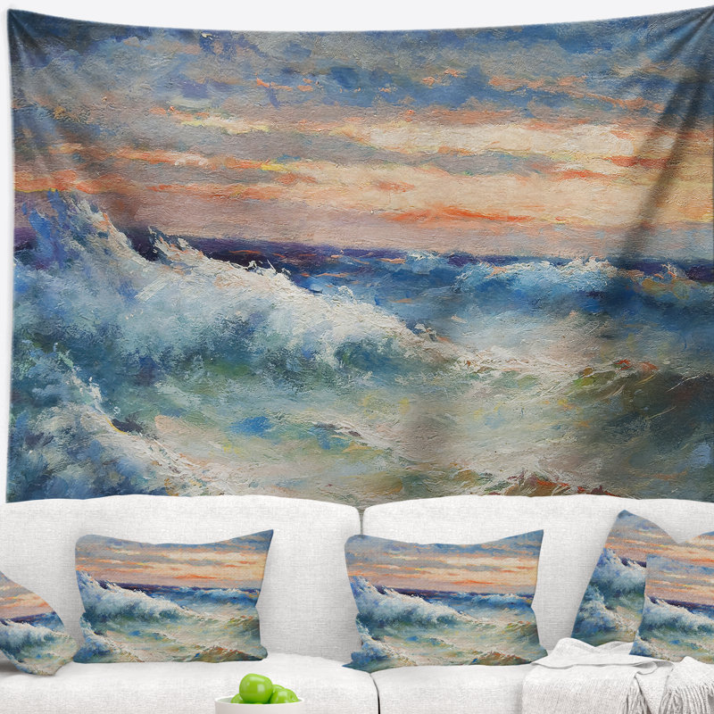 Tapisserie «Seascape Waves Pendant Storm», H 50 po x l 60 po