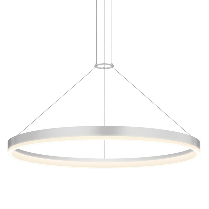 Grietje Corona - Luminaire suspendu anneau DEL, Aluminium satiné brillant, H 2 po x l 32 po x P 32 po, 3500K