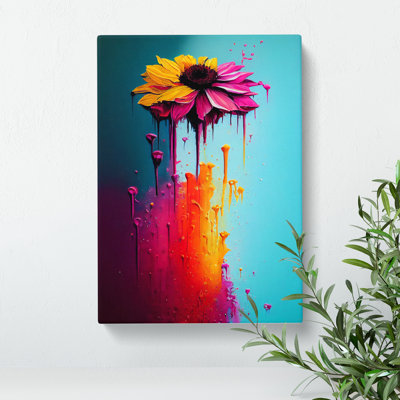Paint Drip Flower No.4 Abstract - Wrapped Canvas