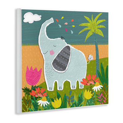 Art mural de scène d'éléphant tropical par Tina Finn