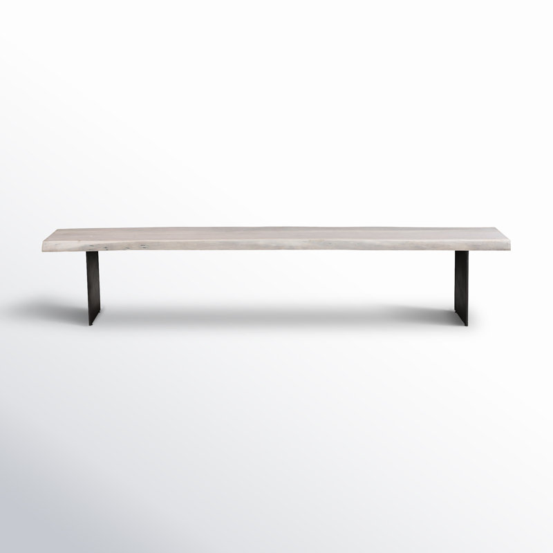Roberto 92" Live Edge Wood Bench, White
