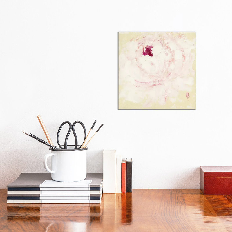 Pink Peony 1 Piece Painting on Canvas, 30.48 cm H x 30.48 cm W, Wrapped Canvas