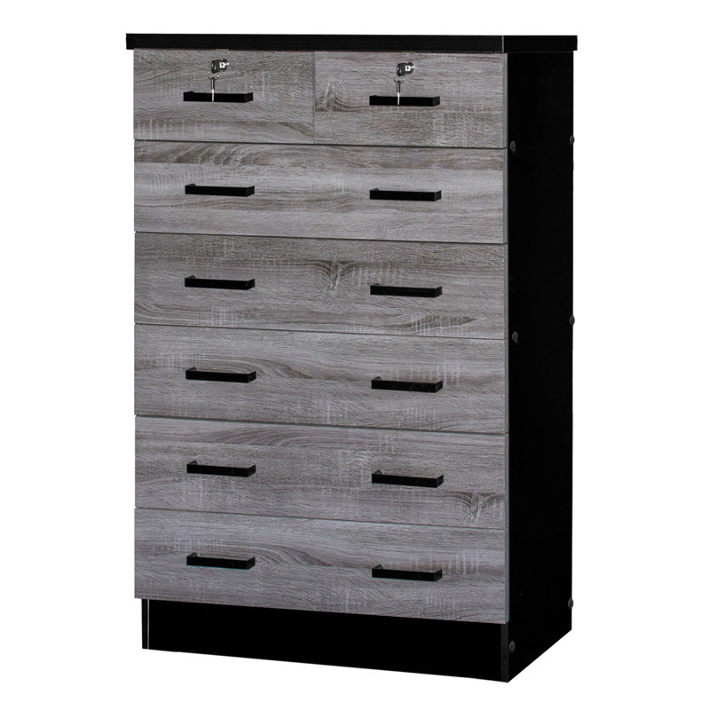 Maray 31.5'' W 7 - Drawer Dresser, Black/Gray