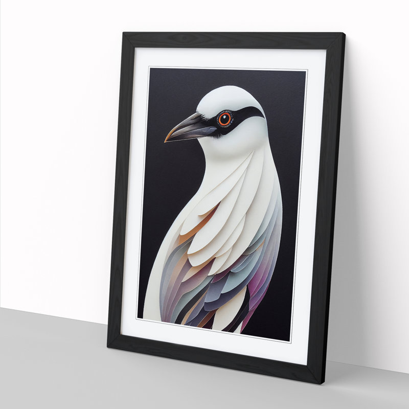 White Bird - Single Picture Frame Print, Black, 64cm H x 46cm W x 2cm D