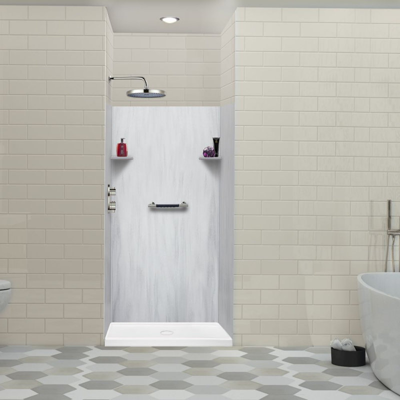 Transolid Lusso 36-in x 36-in x 72-in Glue to Wall 3-Piece Shower Wall Kit, Bellanca, 72" H x 36" W x 36" D, Bellanca