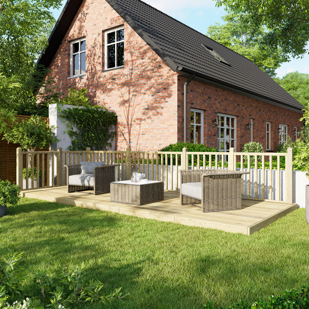 Powersheds 8 x 20ft Timber Pressure Treated Decking Kit - Handrails on Two Sides