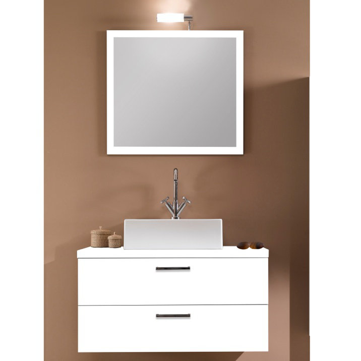 Ensemble de meuble-lavabo simple 30 po avec miroir Aurora, Blanc lustré