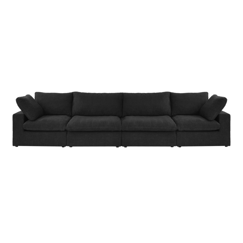 Canapé modulaire rembourré 4 places, 4, 23.23" H x 157.2" W x 39.3" D, Noir