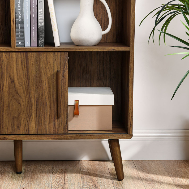 Transmit 59" Bookcase With Sliding Doors In Walnut