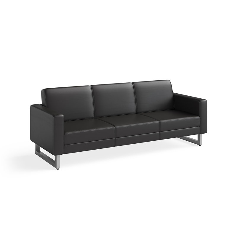 Canapé Mirella, Cuir noir, Argent