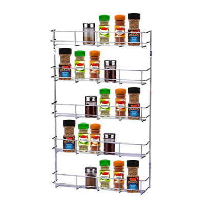 Buckingham 5 Tier Spice and Herb Rack Wall Mounted Kitchen Cupboard Storage Organiser 40.5 Cm