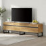 Meuble télé moderne avec armoires de rangement pour téléviseur de 75 pouces, console multimédia en bois avec pieds en métal pour le salon