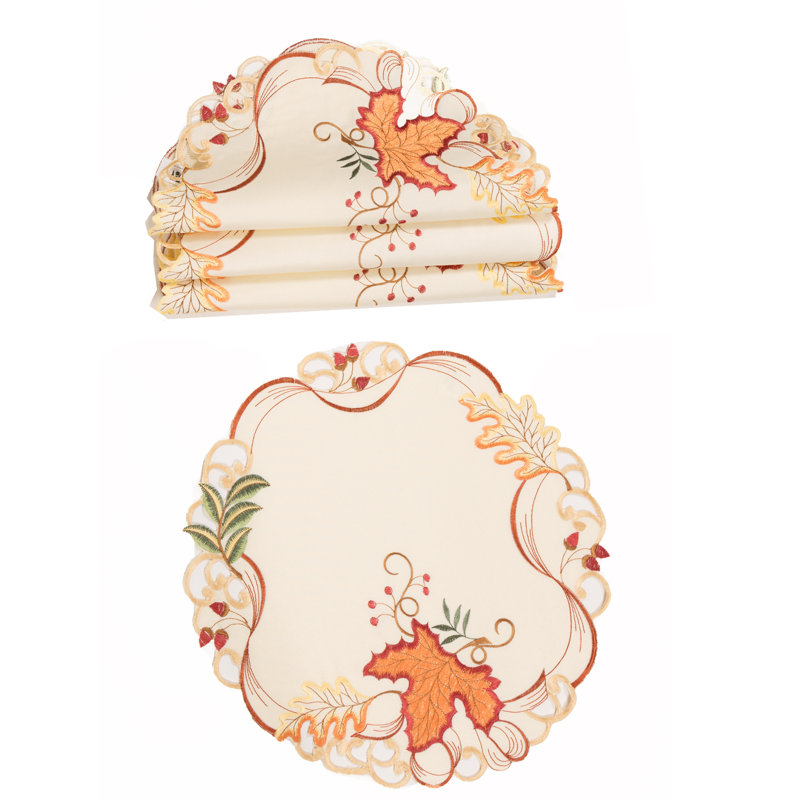 Scruggs Polyester Embroidered Round Placemat, 0.1" H x 16" W x 16" D