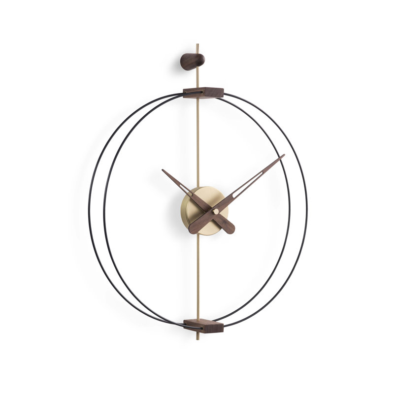 Barcelona Wall Clock, Black/Brass/Walnut