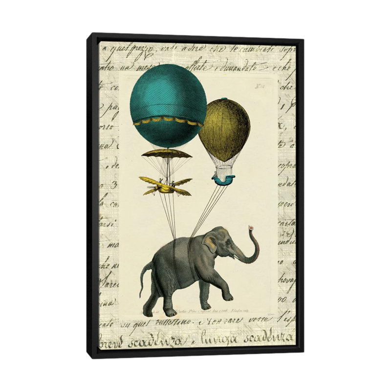 "éléphante i" , impression sur toile tendue, H 26 po x l 18 po x P 1,5 po, Toile encadrée noire, Pas de tapis