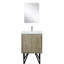Meuble-lavabo rustique pour salle de bain, 61 cm de largeur, avec surface en quartz blanc, robinetterie en nickel brossé et miroir rectangulaire de 46 cm de profondeur x 51 cm de hauteur.