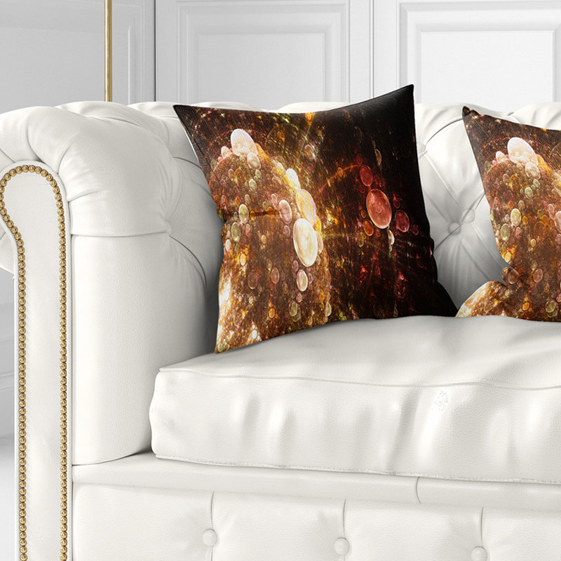 Gouttes d'eau sphériques bleues - Coussin imprimé floral, 18 po x 18 po, Coussin décoratif, Brun