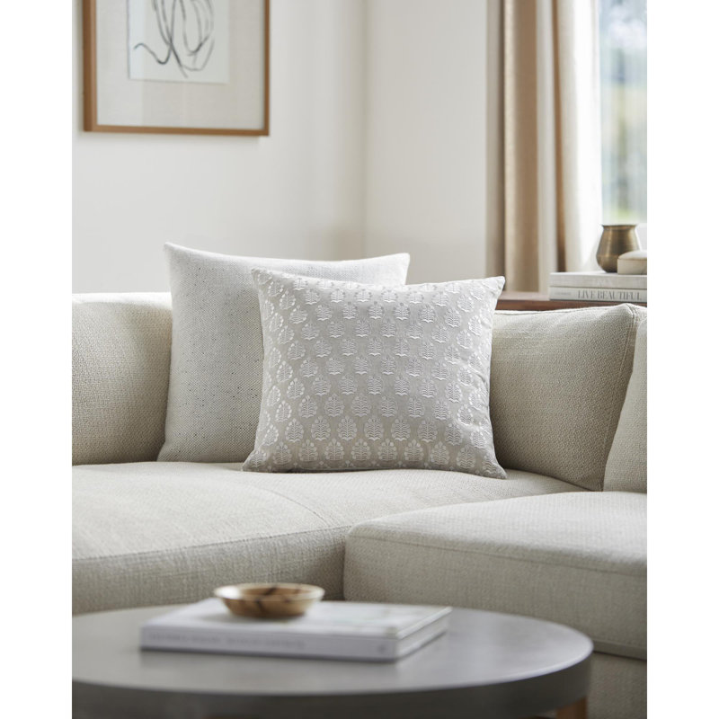 Coussin décoratif Fabuleuse, Carré 20 po, Housse de coussin seulement - sans coussin, Blanc