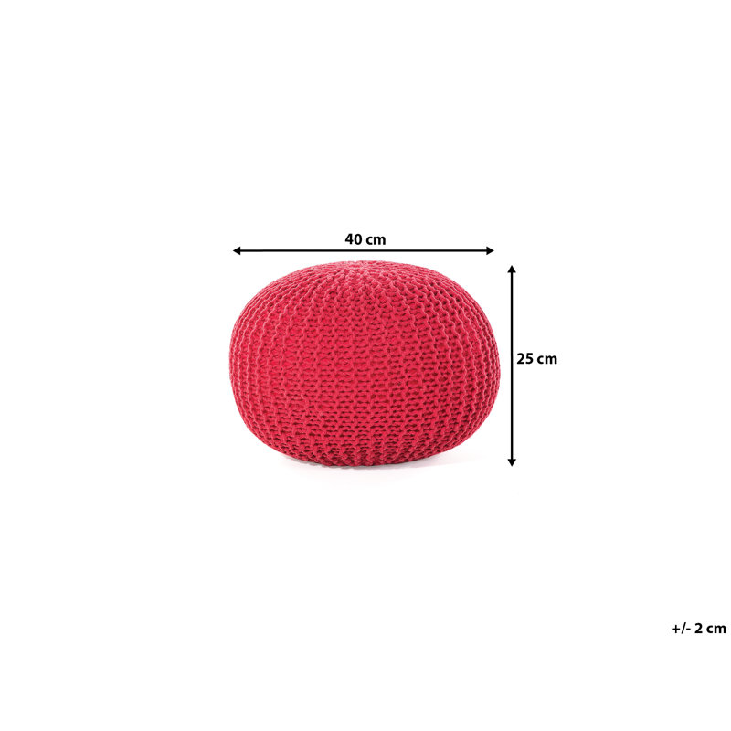 Bentall 40cm Wide Round Pouf Ottoman, Red