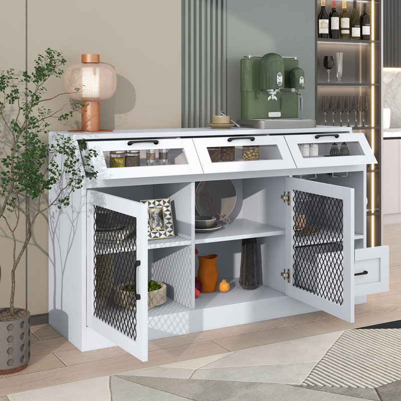 Buffet de 54,01 po, crédence de rangement, buffet, Blanc