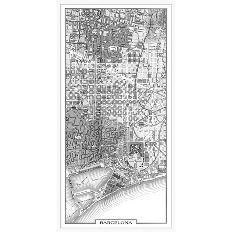 Panneau de Barcelone par Lillian August - Shadowbox, reproduction de dessin sur papier
