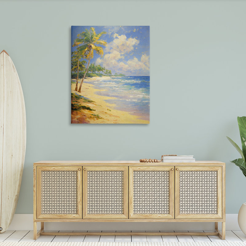 «Sunlit Shore Scenery», art mural sur toile par Gina Kelly, H 48 po x l 36 po