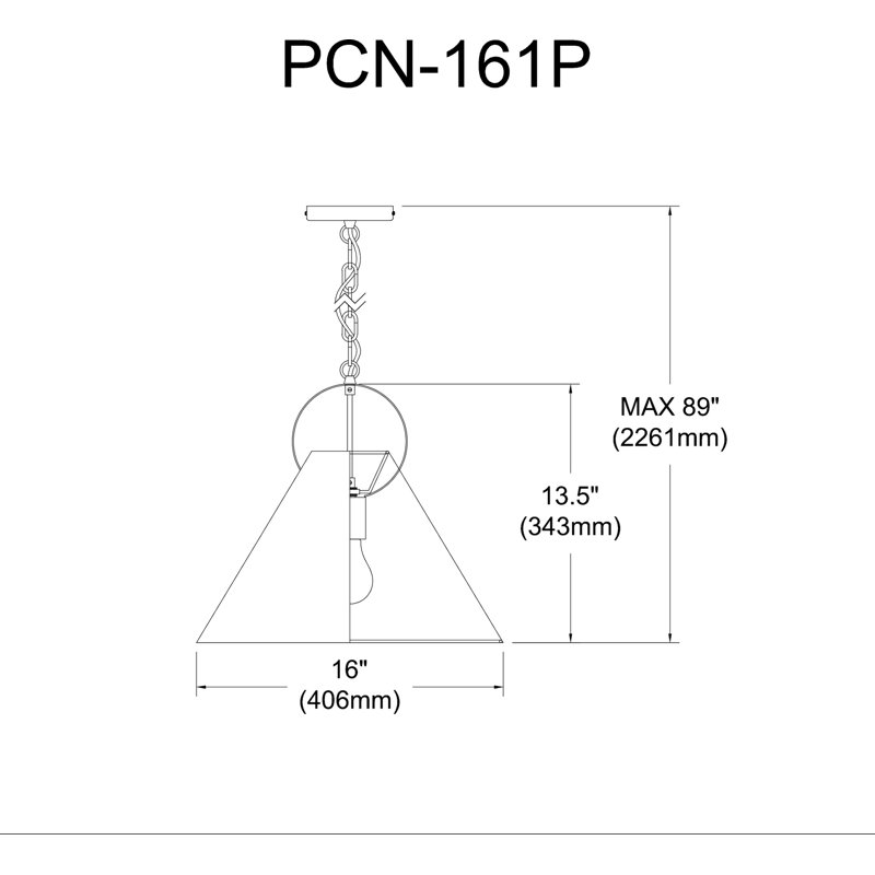 Luminaire suspendu incandescent 1 lumière Princeton, Noir, Laiton vieilli