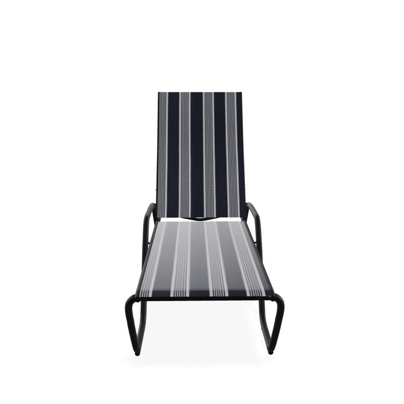 Outdoor Rust-Resistant Metal Chaise Lounge, Textured Black, Night
