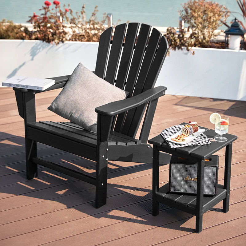 Alvertia Outdoor Adirondack Chair, Black