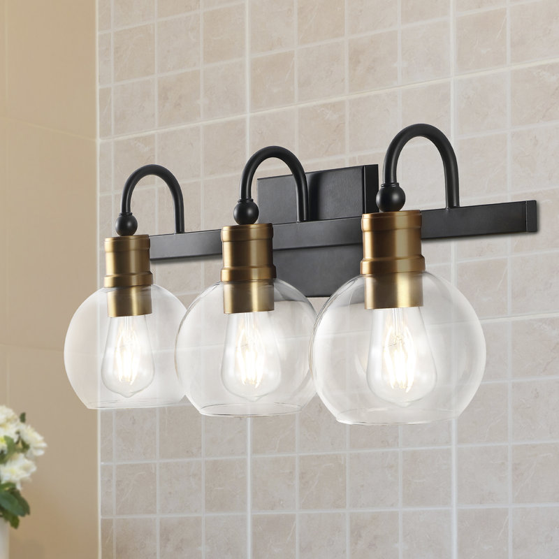 Escondido Iron/Glass Rustic Vintage LED Vanity Light, 3