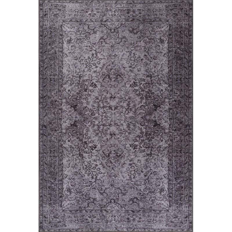 Anthracite Gray Oriental Vintage Look Woven Base Decorative Carpet, Rectangle 8'3" x 11'6"