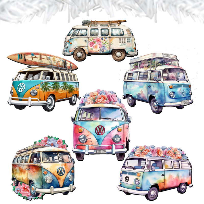 Ensemble de 6 ornements décoratifs à pince en bois de Vans Surf par Debrekht