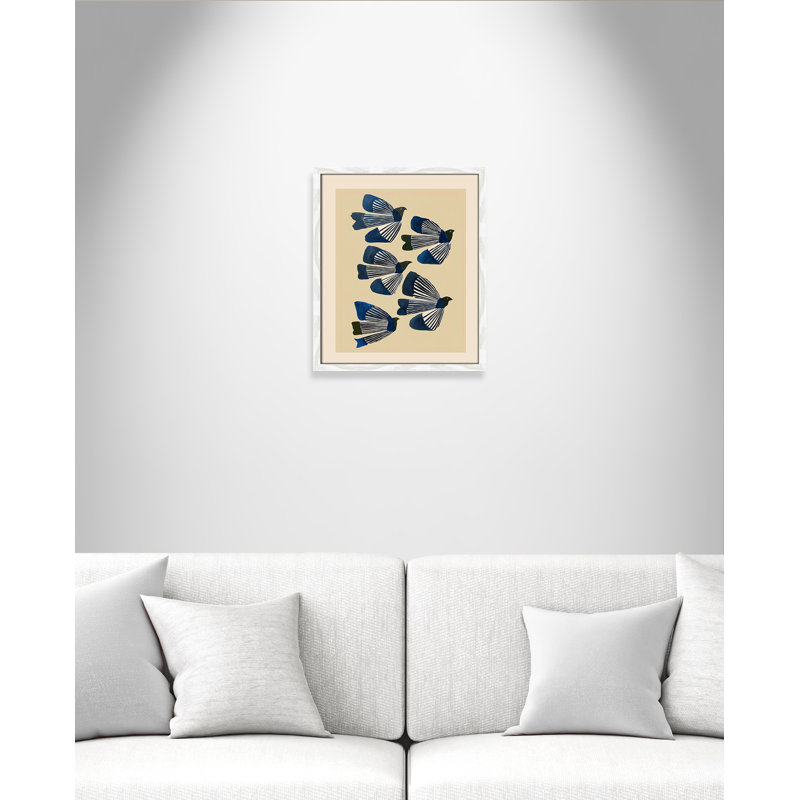Imprimé indigo par ville, 16'' W x 19'' H, Framed Print, Grain de bois blanc