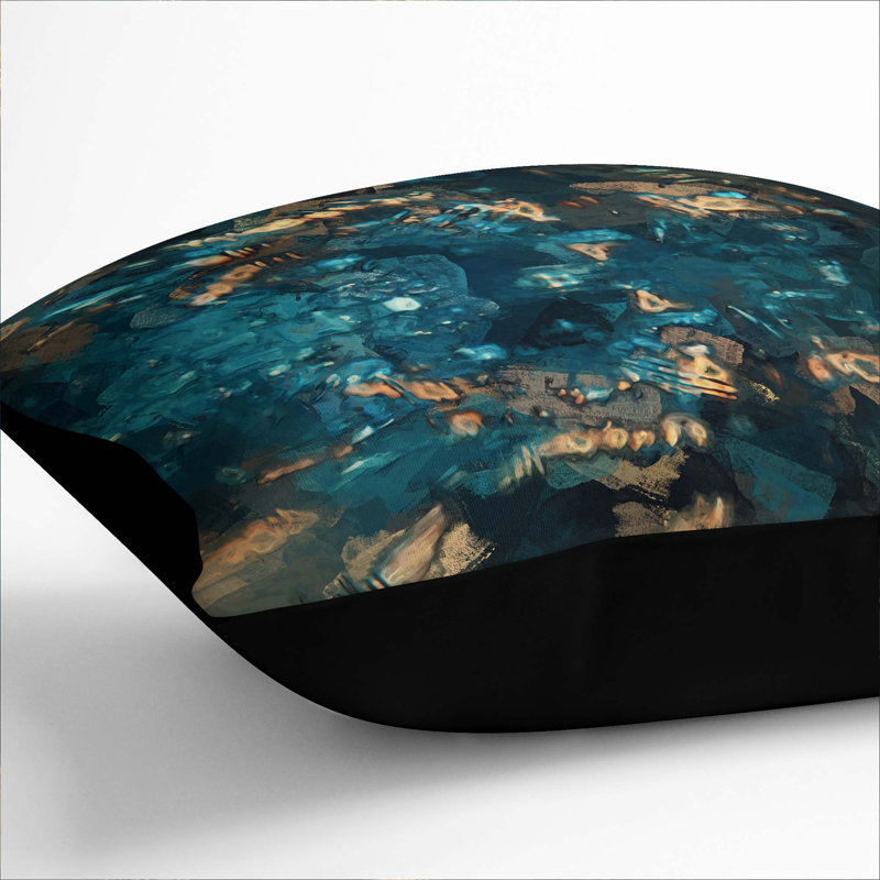 Abstract Square Throw Cushion, 55cm H x 55cm W x 20cm D, Black