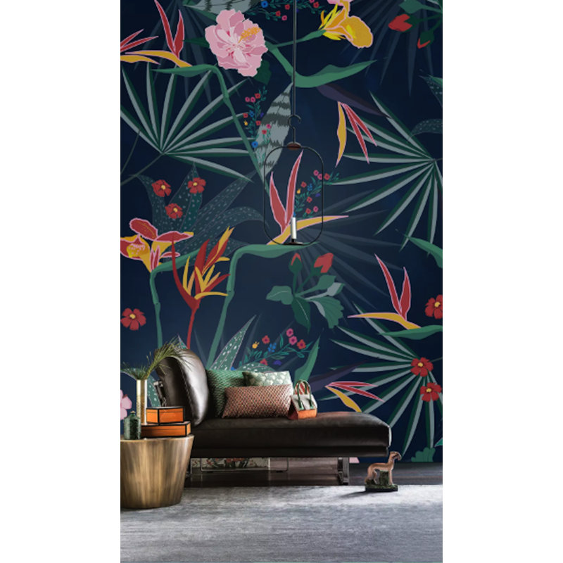 Papier peint amovible floral rétro, L 9 po x l 15 po
