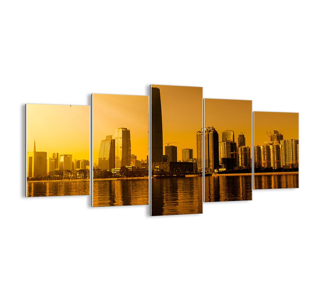 5-tlg. Glasbilder-Set - Fotografie „Golden City”