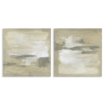 «Neutral Reflections in Earth Tones», ensemble d'art mural sur toile 2 pièces, design par June Erica Vess