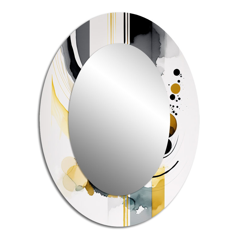 Abstrait transitionnel formes I - miroir mural ovale moderne, 40 po x 30 po