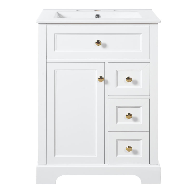 Meuble-lavabo simple 24 po avec lavabo, meuble-lavabo, Blanc