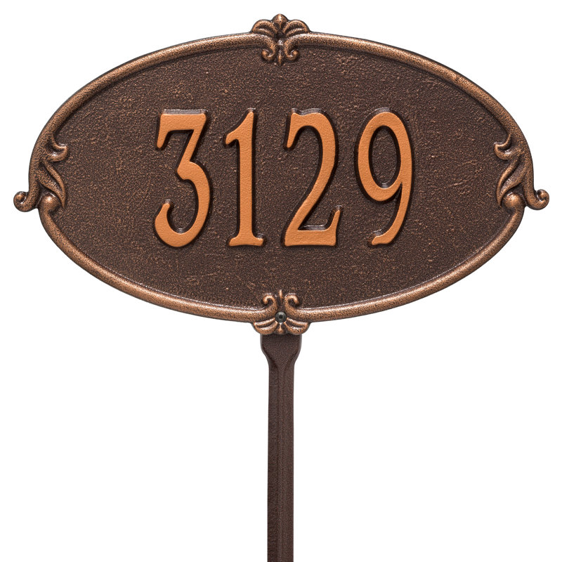 Plaque d'adresse personnalisée 1 ligne Monte Carlo, Cuivre antique, Oui