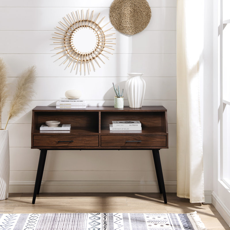 Ilja 44" 2-Drawer Console Table, Dark Walnut