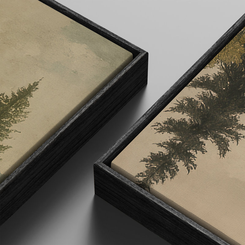 Forêt de pin de montagne avec sentier rocheux pour salon - ensemble de 2 reproductions d'art encadrées sur toile 60 po x 30 po x 2 pièces