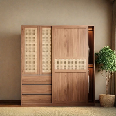 Garde-robe coulissante simple et élégante en osier