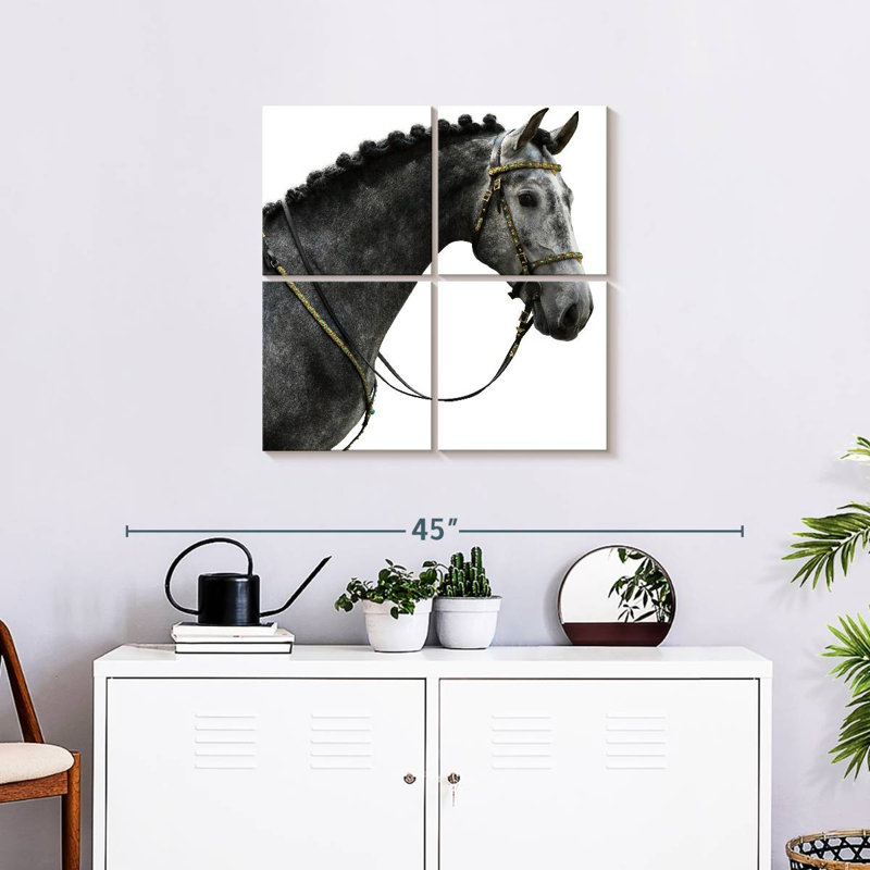Cheval espagnol gris Brampt, H 26 po x l 26 po