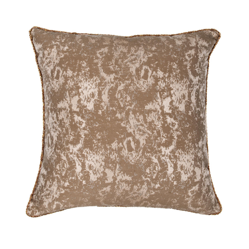 Mica Brocade Woven Throw Pillow, Duck Down/Feather, Brown/Gold/Cream