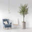 Arbre artificiel dans un pot de fleurs moderne, décoration d'arbre en soie d'olivier artificiel (pot et arbre)-407143822-424482374